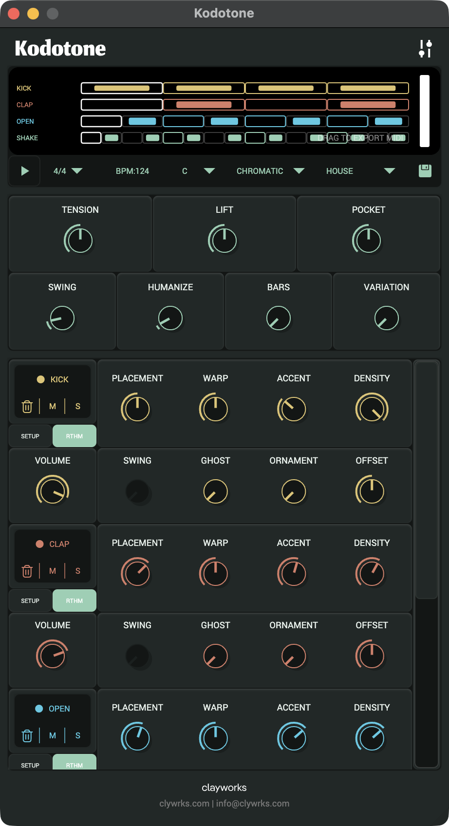 Kodotone rhythm instrument interface preview